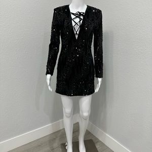 Saint Laurent Black Sequin Dress XS